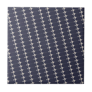 Small White Airplanes pattern allover blue Ceramic Tile