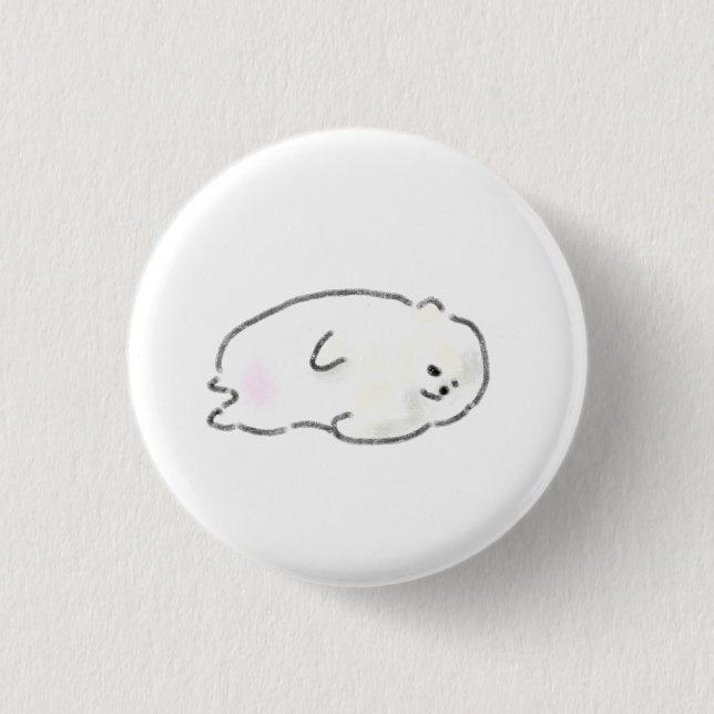 Small White Bear Lying Down Button (Front)
