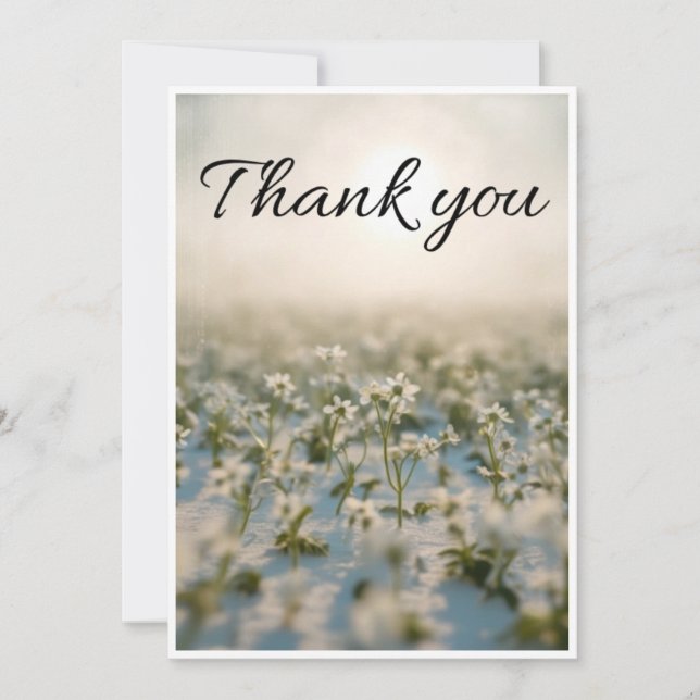 small white flower scattered across thank you card (Front)