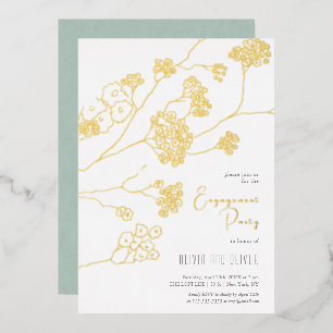 Small White Flowers Engagement Party Foil Invitation