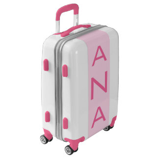 SMALL White + Light Pink Monogram Carry On Luggage