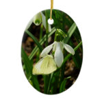 Small White on Snowdrop Ceramic Ornament