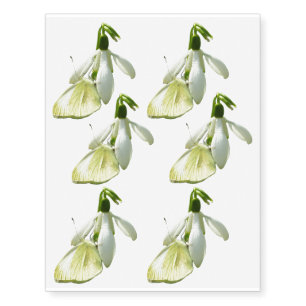 Small White on Snowdrop Temporary Tattoos