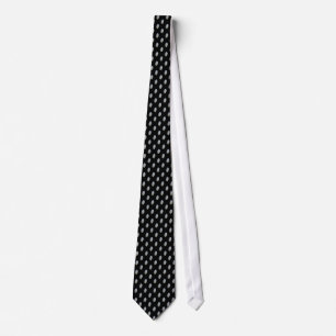 Small White Owl Pattern on Black Tie