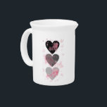 Small White Pitcher - Gray Hearts and Pink Flowers<br><div class="desc">Sweet little white pitcher with gray hearts covered with delicate pink flowers</div>