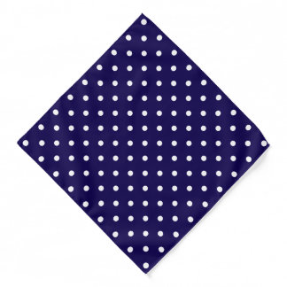 Small White Polka Dots Blue Background Bandana