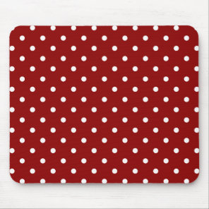 Small White Polka dots cherry red background Mouse Pad