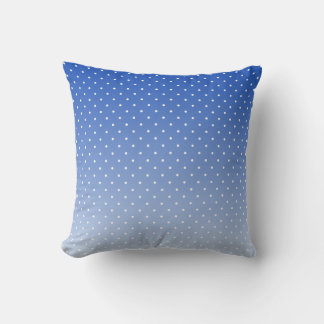 Small White Polka Dots-Ombre Blue Throw Pillow 