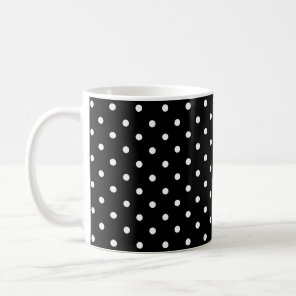 Small White Polka Dots on black background Coffee Mug