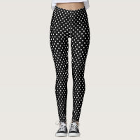 Small white polka dots on black leggings