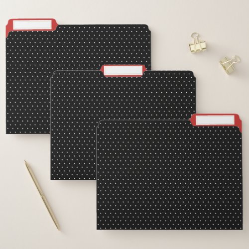 Small White Polka Dots on Custom Color Red Inside File Folder