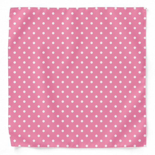 Small White Polka Dots on hot pink Bandana (Front)