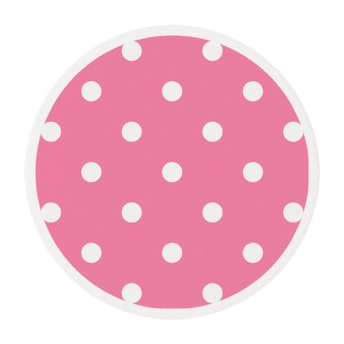 Small White Polka Dots on hot pink Edible Frosting Rounds