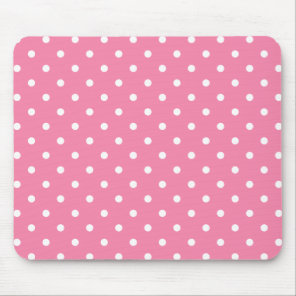 Small White Polka Dots on hot pink Mouse Pad