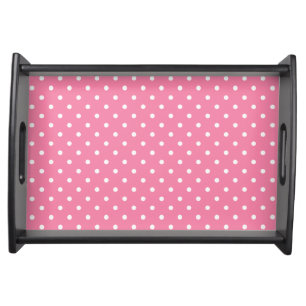 Small White Polka Dots on hot pink Serving Tray
