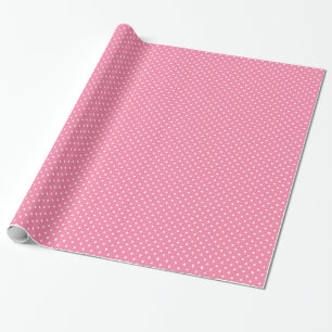 Small White Polka Dots on hot pink Wrapping Paper