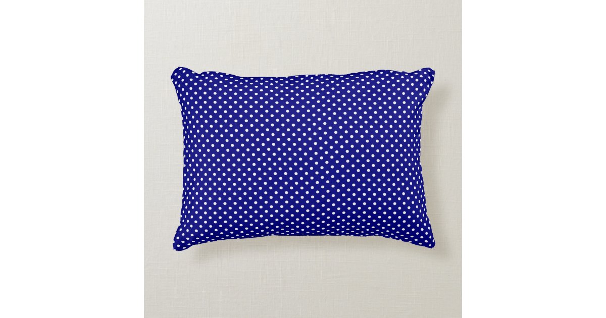 Small White Polka Dots On Navy Blue Accent Pillow Zazzle Com