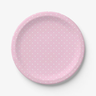 Small White Polka Dots on Pale Pink Paper Plate