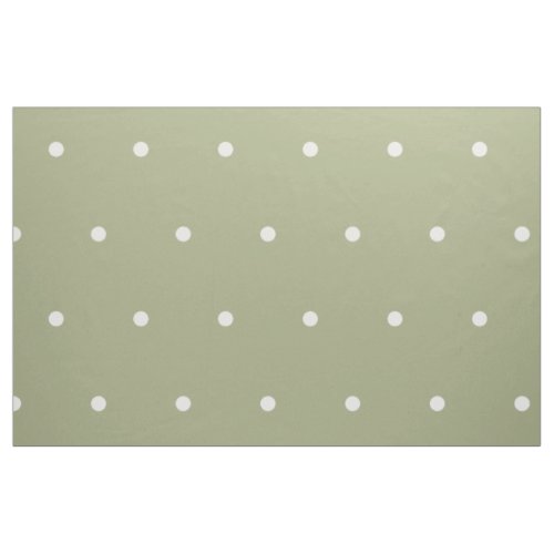 Small White Polka Dots on Sage Green Fabric