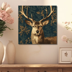 Small William Morris Style Vintage Deer Canvas Print