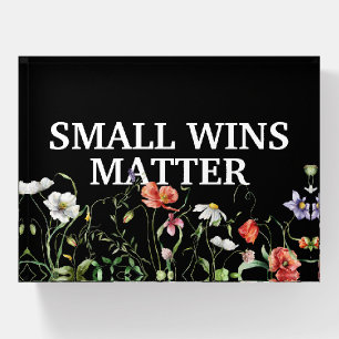 Small Wins Matter Quote With Wildflowers Paperweight