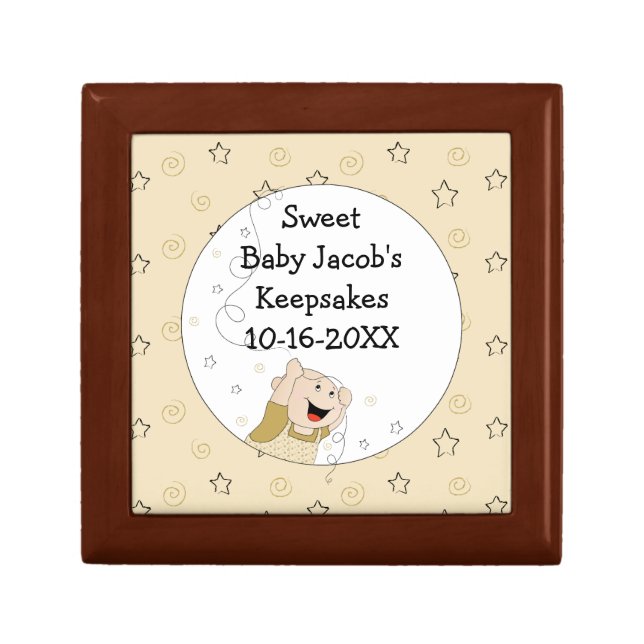 Small Wood Keepsake Box "Gold/Black Stars" (Front)