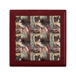 Small Wooden Jewelry Keepsake Box Kitty Bonnet