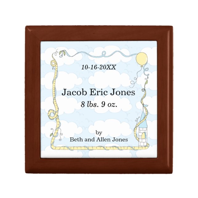 Small Wooden Keepsake Box "Blue/Castle in the Sky" (Front)