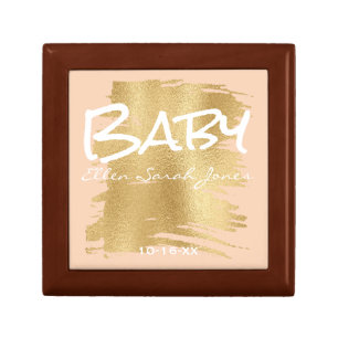 Small Wooden Keepsake Box "Classic Gold/Pink"