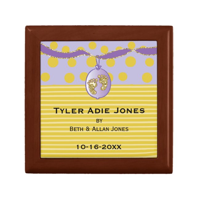 Small Wooden Keepsake Box "Gold/Purple/Elegant" (Front)