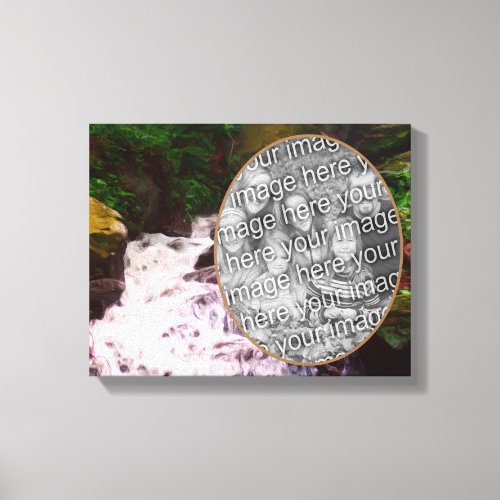 Small Woodland Waterfall Painting Add Your Photo Canvas Print