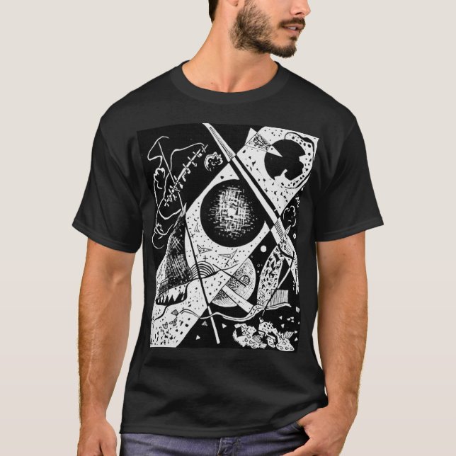 Small Worlds VI - Kandinsky Black White Art T-Shirt (Front)