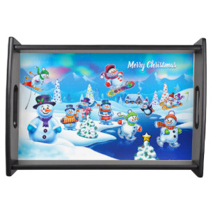 Small Xmas tray winter wonderland black finish