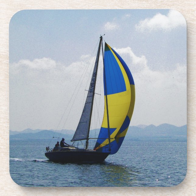 Small yacht big spinnaker. drink coaster (Front)