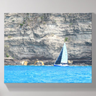 Small Yacht In The Caribbean Canvas Photo Tile