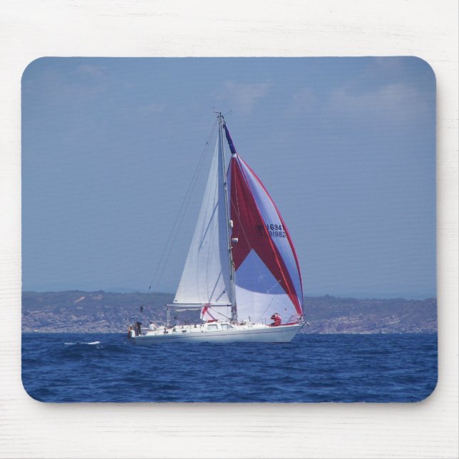 Small Yacht Setting A Spinnaker Mouse Pad (Front)