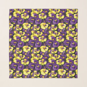 Small Yellow and Purple Pansies Scarf