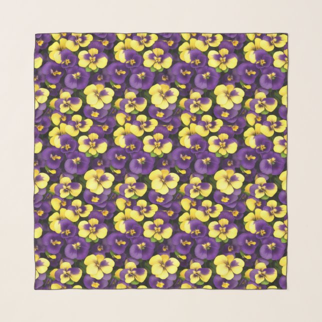 Small Yellow and Purple Pansies Scarf (Front)