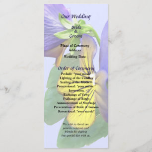 Small Yellow and Purple Pansies Wedding Program