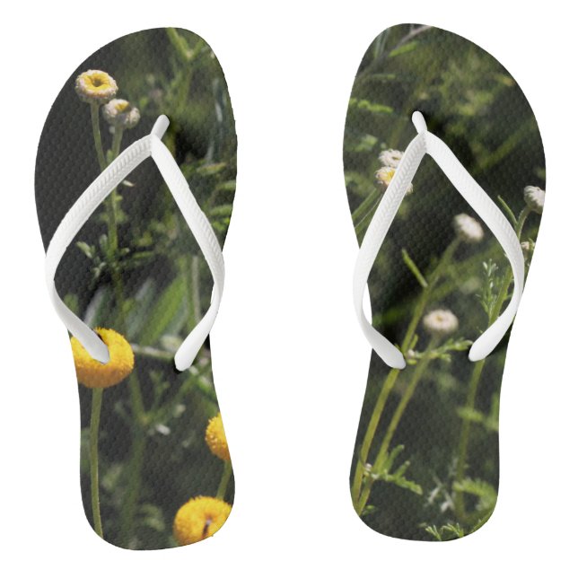 Small yellow and white flowers Flip Flops (Footbed)