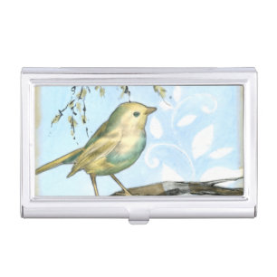 Small Yellow Bird Perched on a Branch Looking up Business Card Case