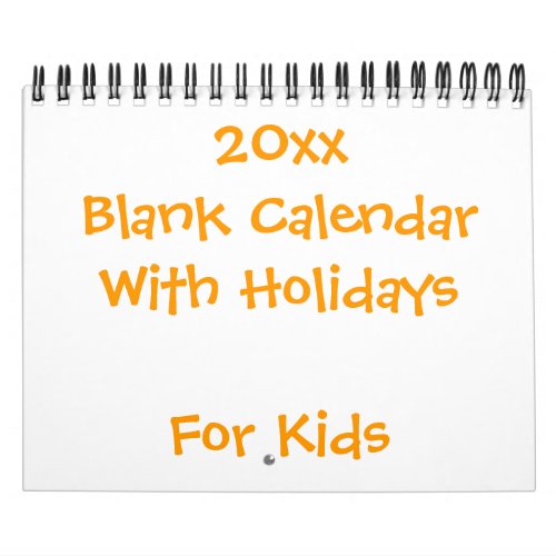 Small Yellow Blank Calendar For Kids