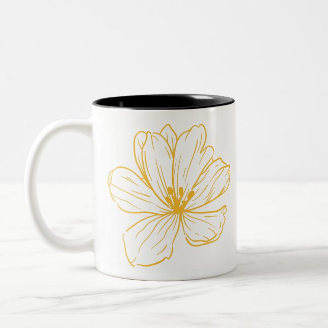 Small yellow flower - Kook Art Two-Tone Coffee Mug (Left)