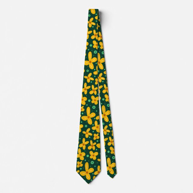 Small yellow flowers  neck tie (Front)