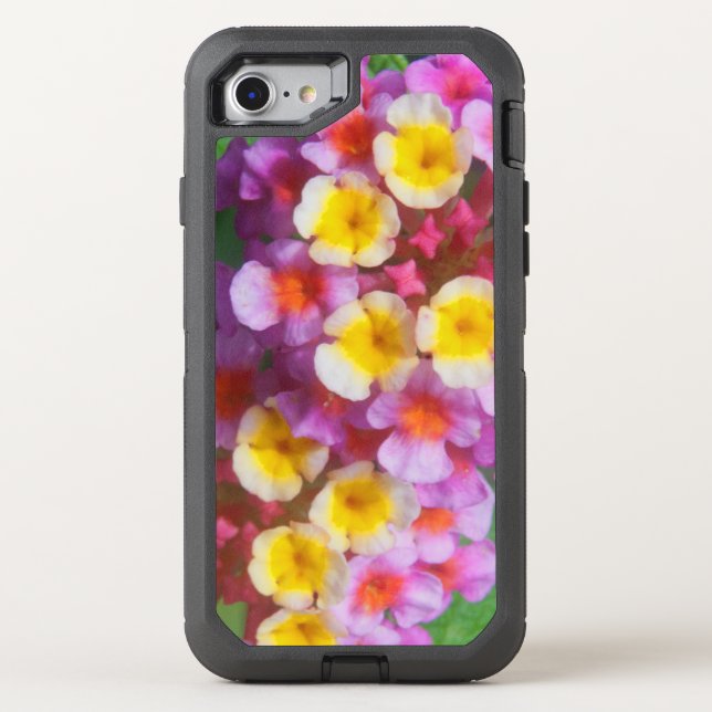 Small Yellow Pink and Purple Tropical Flowers Otterbox iPhone Case (Back)