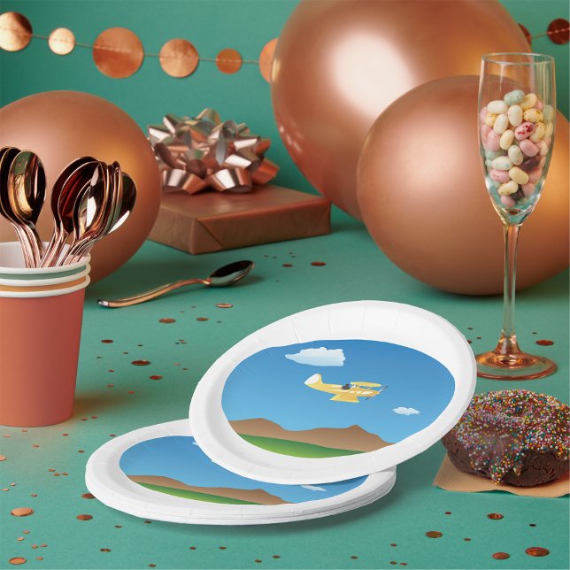 Small Yellow Plane Paper Plates (Creator Uploaded)