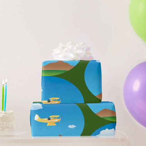 Small Yellow Plane Wrapping Paper