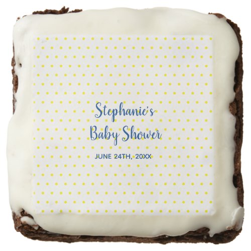 Small Yellow Polka Dots Blue White Baby Shower Brownie