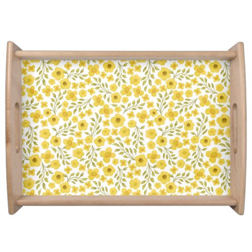 Small yellow spring flowers serving tray