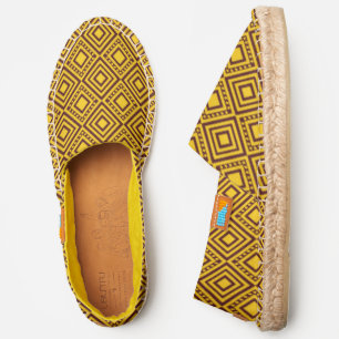 Small Yellow Squares And Dots African Pattern Espadrilles